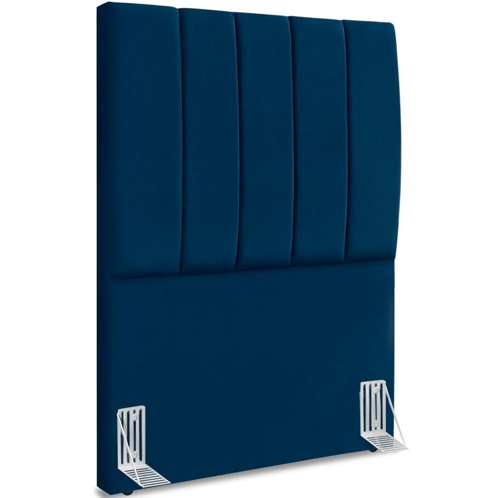 Cabeceira Solteiro 90cm Allia Suede Azul Marinho Rm Azul Marinho - 1