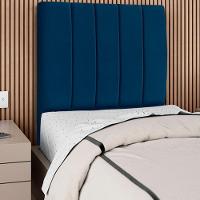 Cabeceira Solteiro 90cm Allia Suede Azul Marinho Rm Azul Marinho - 6
