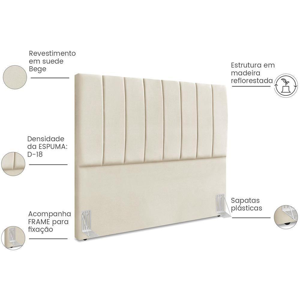 Cabeceira Queen 160cm Allia Suede Bege Rm Bege - 5