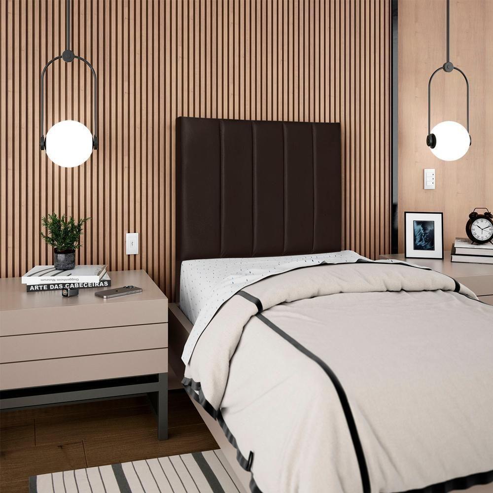 Cabeceira Solteiro 90cm Allia Corano Marrom Rm Marrom - 2