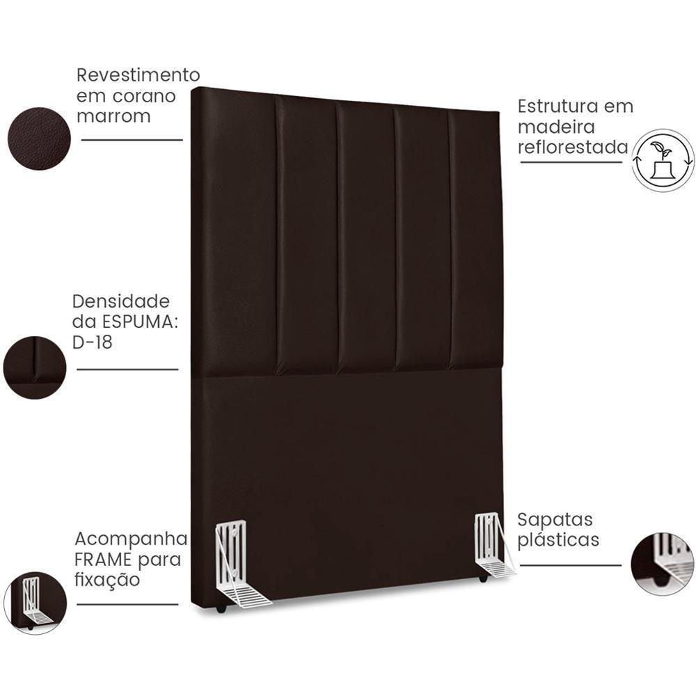 Cabeceira Solteiro 90cm Allia Corano Marrom Rm Marrom - 5
