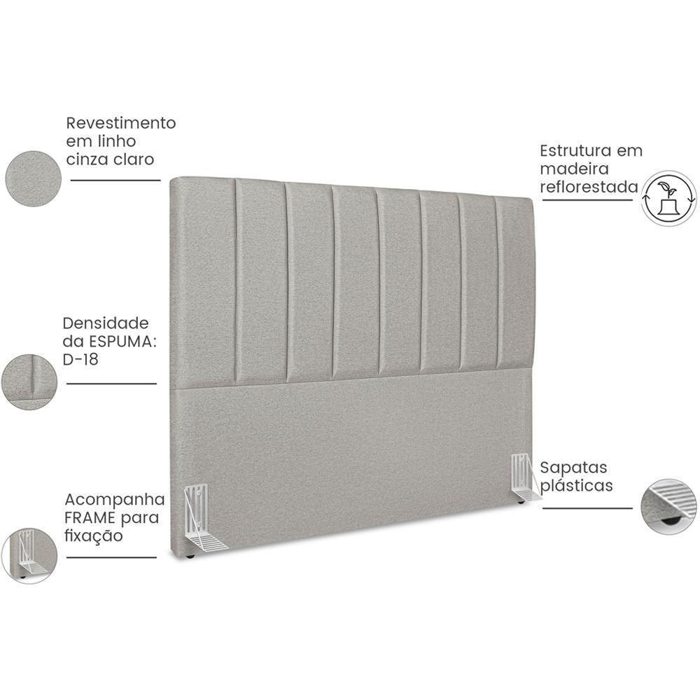 Cabeceira Queen 160cm Allia Linho Cinza Rm Cinza - 5
