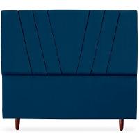 Cabeceira Casal 140cm Bell Suede Azul Rm Azul - 3