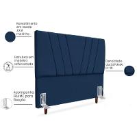 Cabeceira Casal 140cm Bell Suede Azul Rm Azul - 5