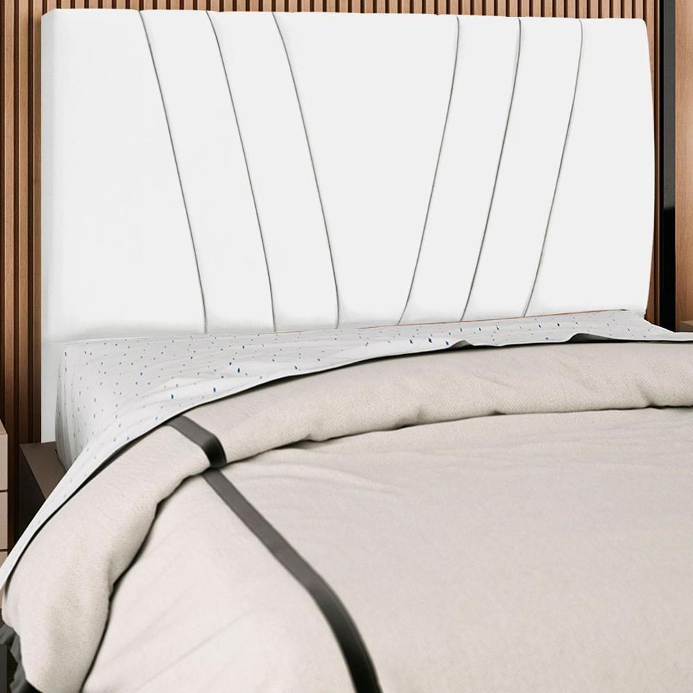 Cabeceira Casal 140cm Bell Suede Branco Rm Branco - 6