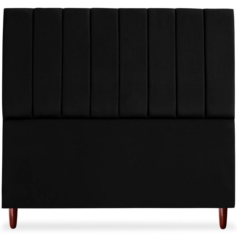 Cabeceira Casal 140cm Arlla Suede Preto Rm Preto - 3