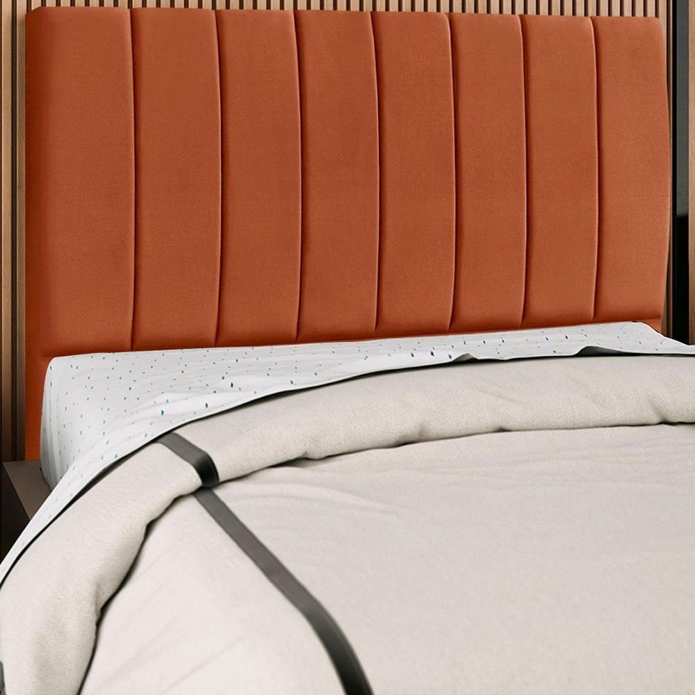 Cabeceira Casal 140cm Arlla Suede Terracota Rm Terracota - 5