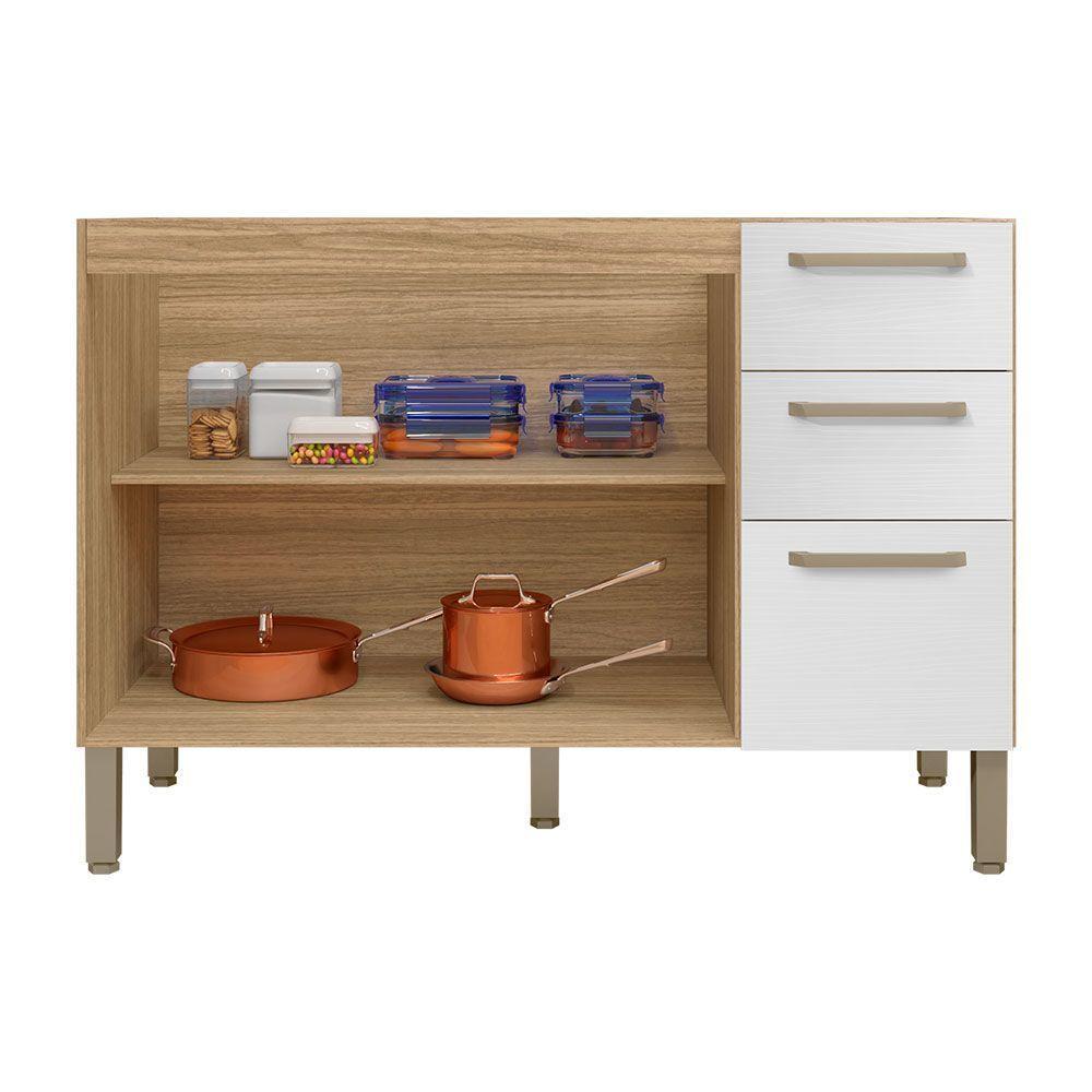 Balcão Gabinete Para Cozinha 2 Portas E 3 Gavetas Tati Freijó-supremo - Pallazio - 4