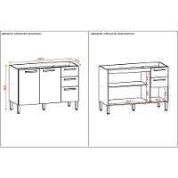 Balcão Gabinete Para Cozinha 2 Portas E 3 Gavetas Tati Freijó-supremo - Pallazio - 2