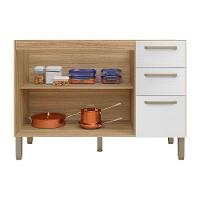 Balcão Gabinete Para Cozinha 2 Portas E 3 Gavetas Tati Freijó-supremo - Pallazio