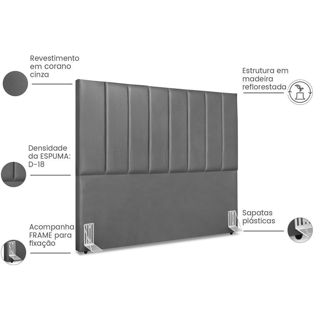 Cabeceira Casal 140cm Allia Corano Cinza Rm Cinza - 5