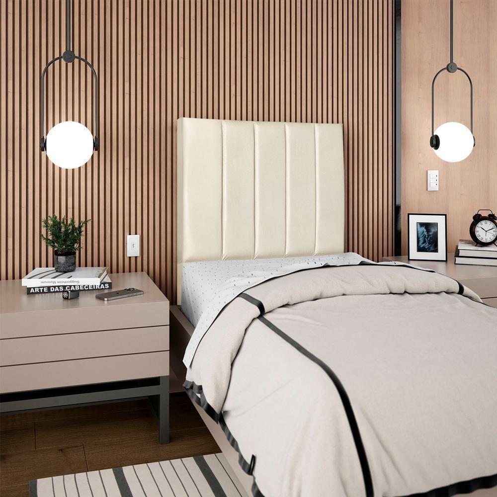 Cabeceira Solteiro 90cm Allia Corano Bege Rm Bege - 2