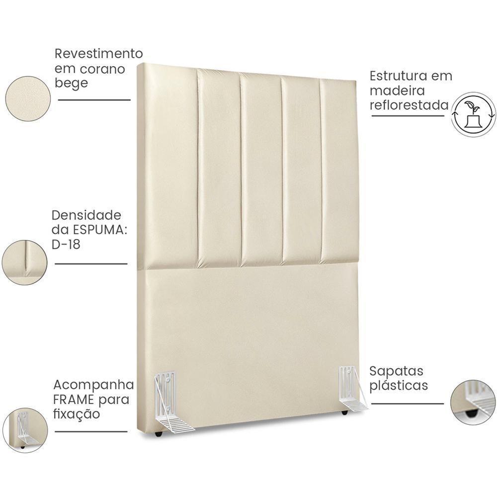 Cabeceira Solteiro 90cm Allia Corano Bege Rm Bege - 5