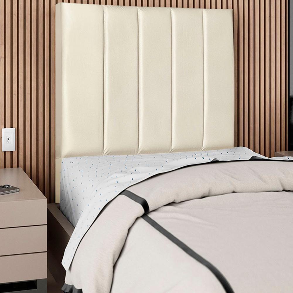 Cabeceira Solteiro 90cm Allia Corano Bege Rm Bege - 6