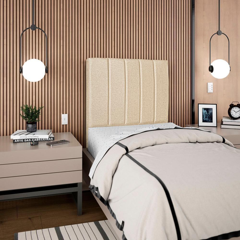 Cabeceira Solteiro 90cm Arlla Linho Bege Rm Bege - 2