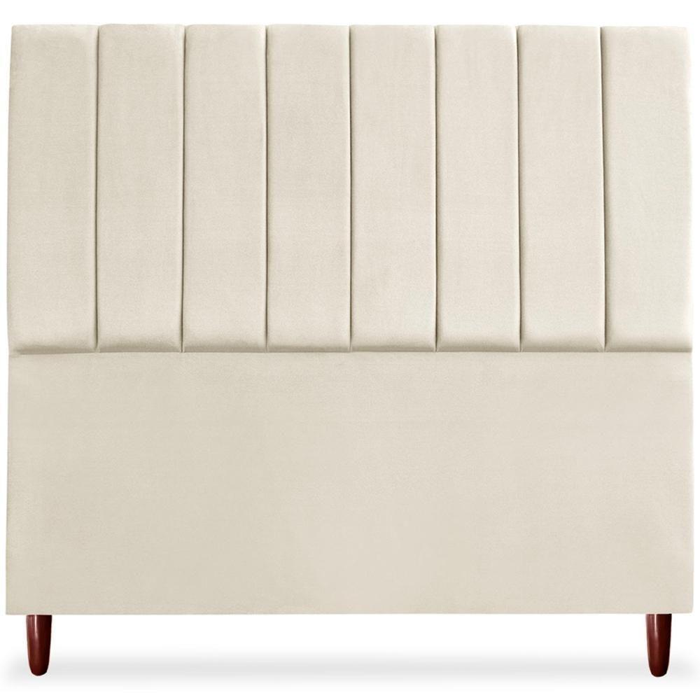 Cabeceira Casal 140cm Arlla Suede Bege Rm Bege - 2