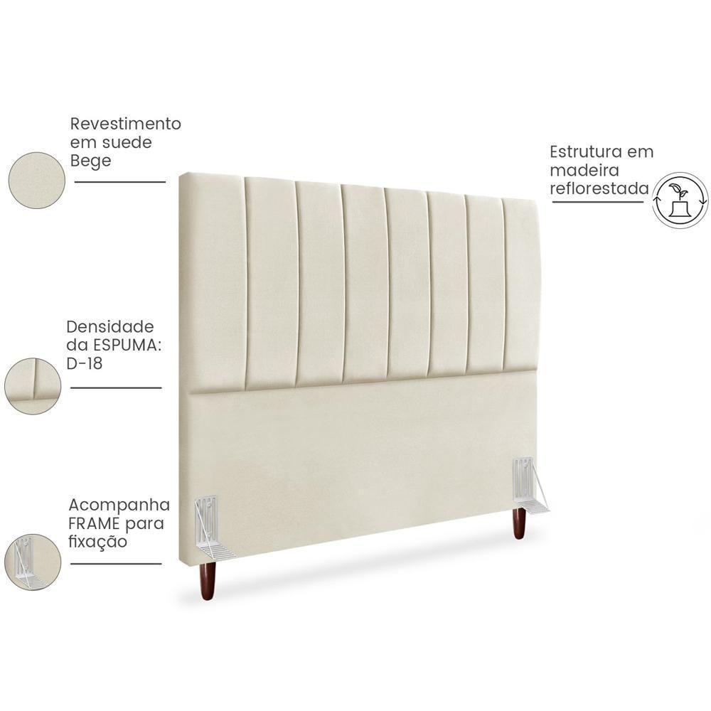 Cabeceira Queen 160cm Arlla Suede Bege Rm Bege - 5