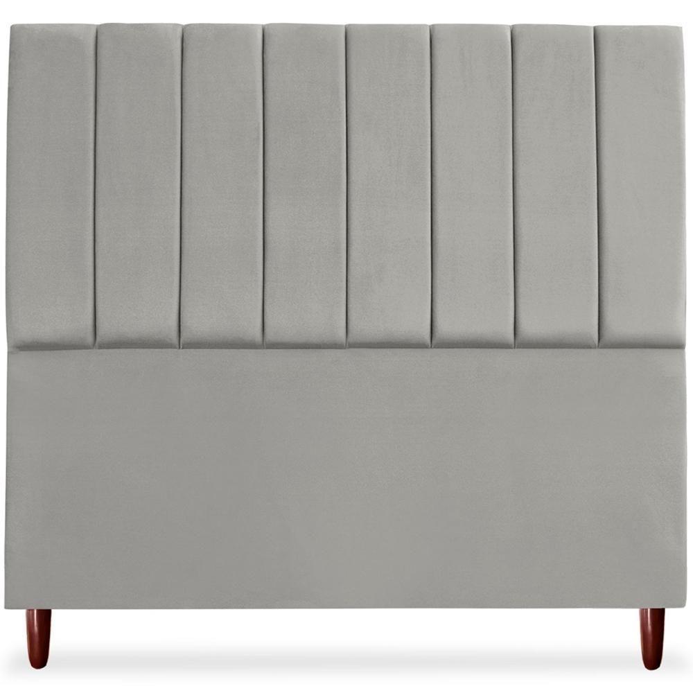 Cabeceira Casal 140cm Arlla Suede Cinza Claro Rm Cinza Claro - 3