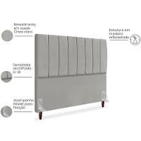 Cabeceira Casal 140cm Arlla Suede Cinza Claro Rm Cinza Claro - 5