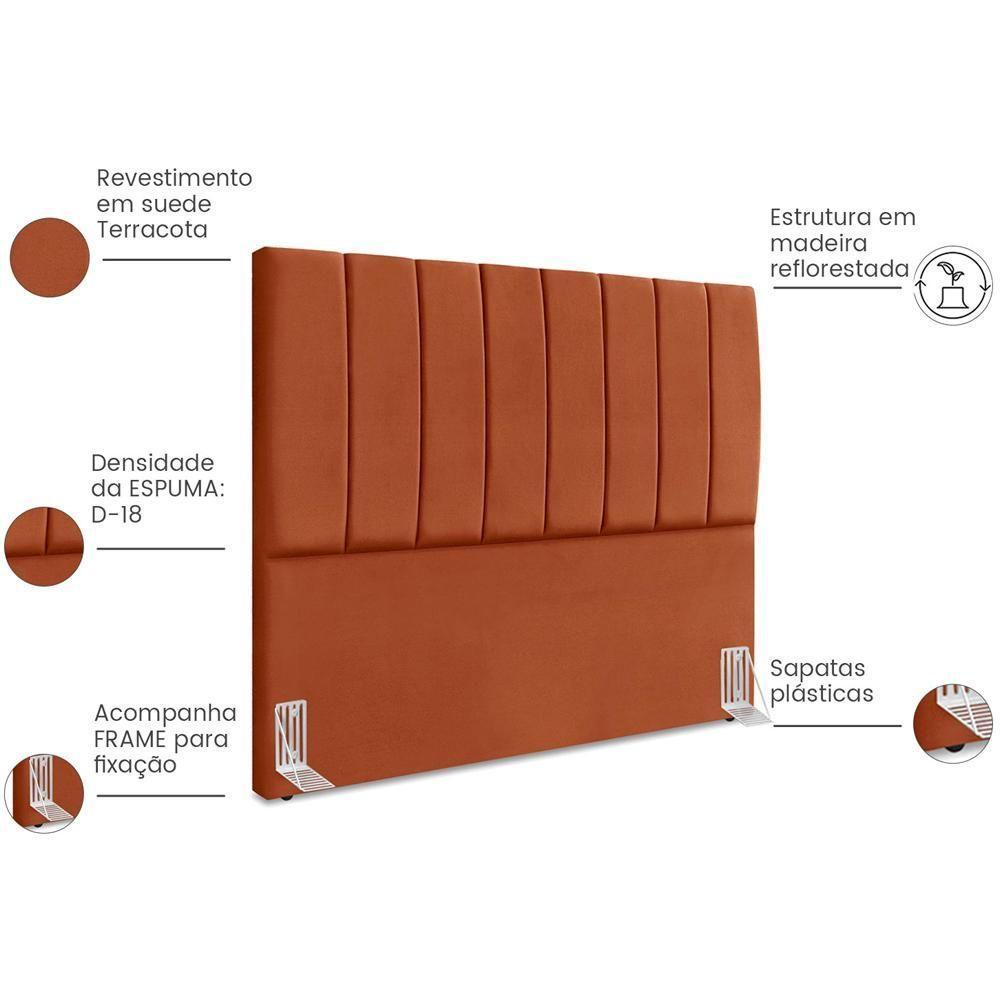 Cabeceira Casal 140cm Allia Suede Terracota Rm Terracota - 4