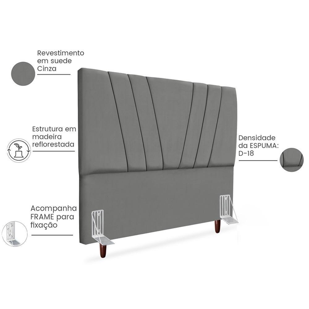 Cabeceira Queen 160cm Bell Suede Cinza Rm Cinza - 5