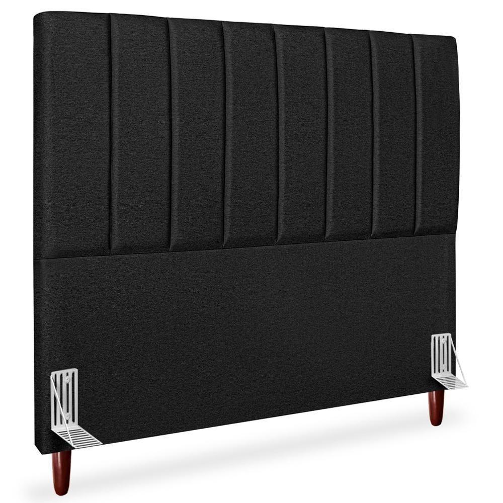 Cabeceira Casal 140cm Arlla Linho Preto Rm Preto - 1