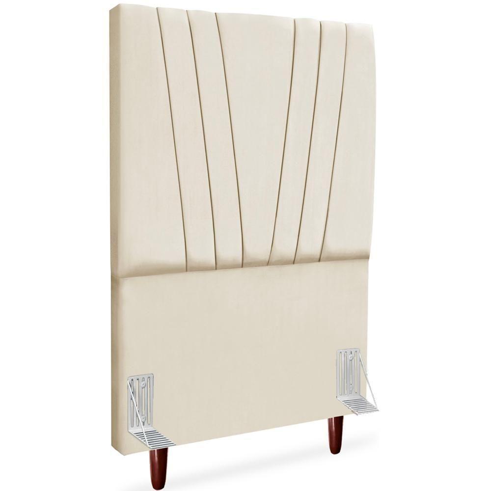 Cabeceira Solteiro 90cm Bell Suede Bege Rm Bege - 1