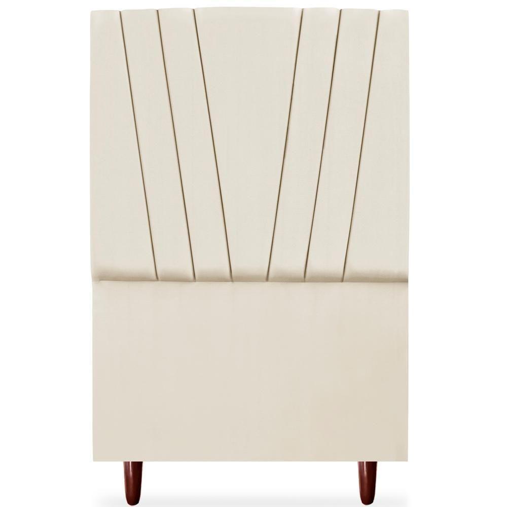 Cabeceira Solteiro 90cm Bell Suede Bege Rm Bege - 3