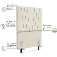 Cabeceira Solteiro 90cm Bell Suede Bege Rm Bege - 5