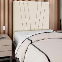 Cabeceira Solteiro 90cm Bell Suede Bege Rm Bege - 6