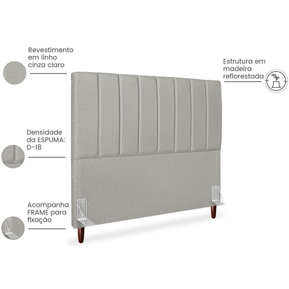 Cabeceira Casal 140cm Arlla Linho Cinza Rm Cinza - 5