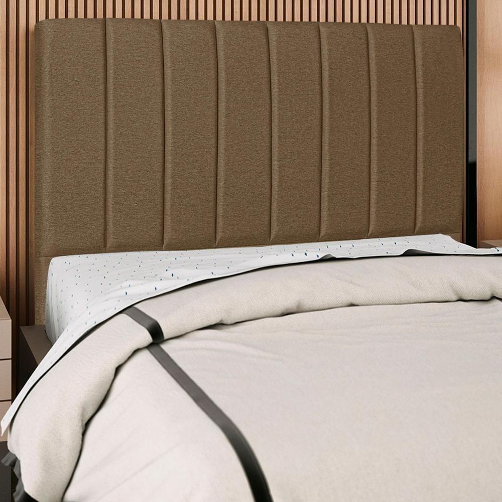 Cabeceira Casal 140cm Arlla Linho Marrom Rm Marrom - 3