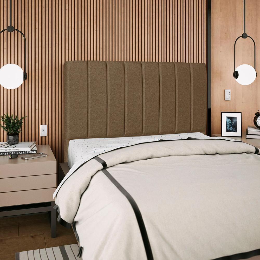 Cabeceira Casal 140cm Arlla Linho Marrom Rm Marrom - 4