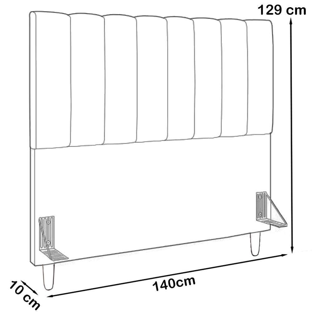 Cabeceira Casal 140cm Arlla Linho Marrom Rm Marrom - 6