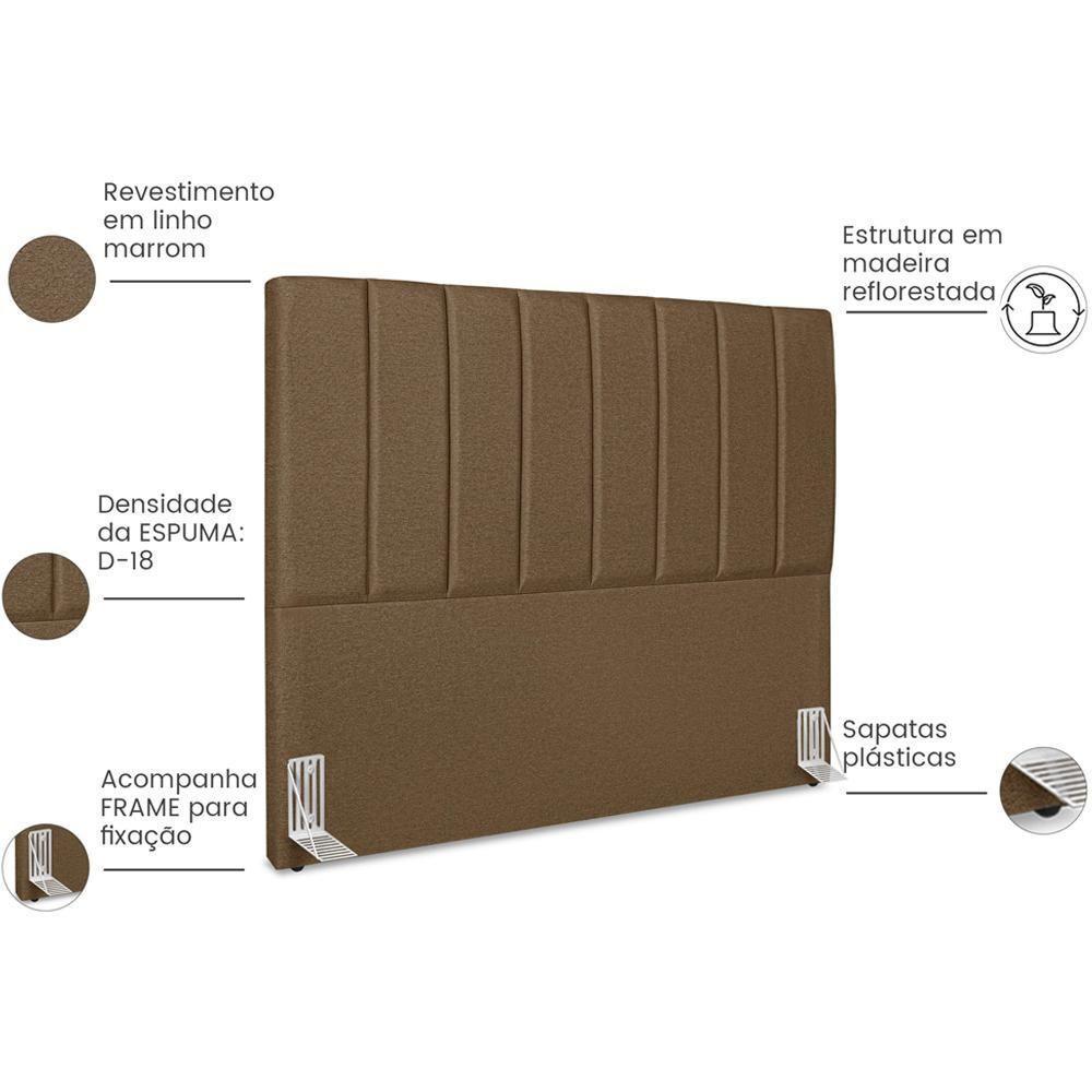 Cabeceira Casal 140cm Allia Linho Marrom Rm Marrom - 4
