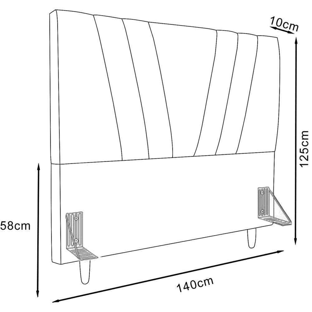 Cabeceira Casal 140cm Bell Suede Bege Rm Bege - 4