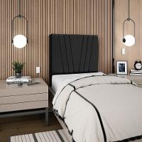 Cabeceira Solteiro 90cm Bell Suede Preto Rm Preto - 2