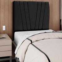 Cabeceira Solteiro 90cm Bell Suede Preto Rm Preto - 6