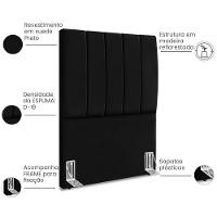 Cabeceira Solteiro 90cm Allia Suede Preto Rm Preto - 5