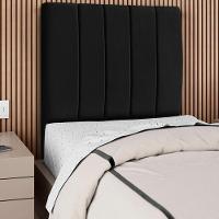 Cabeceira Solteiro 90cm Allia Suede Preto Rm Preto - 6