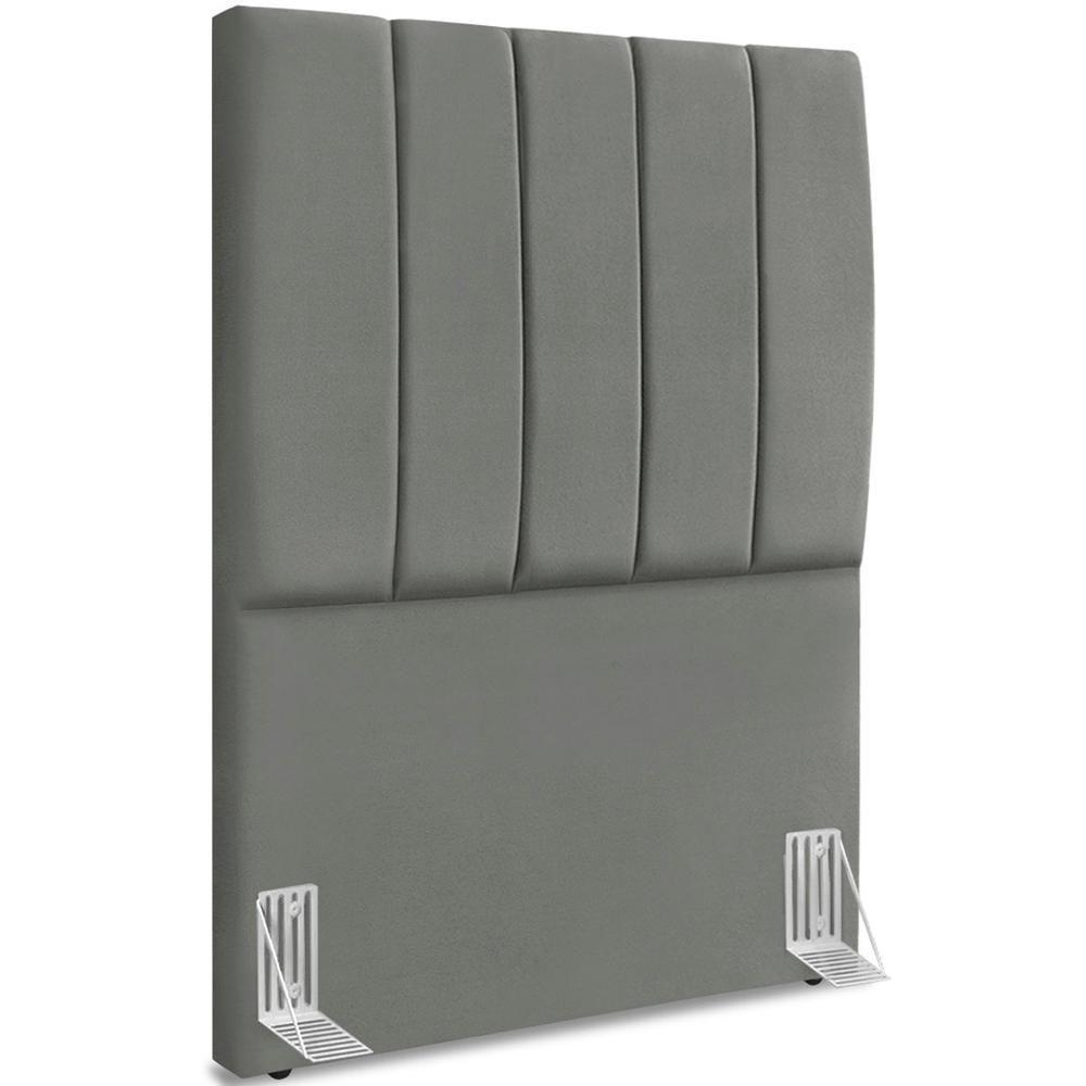 Cabeceira Solteiro 90cm Allia Suede Cinza Rm Cinza - 1