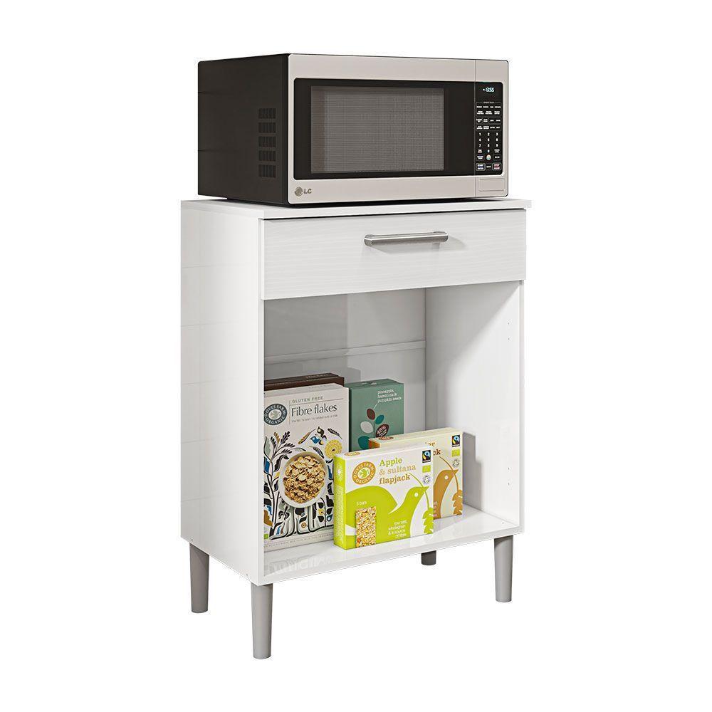 Balcão Multiuso Para Forno Microondas 2 Portas E 1 Gaveta Diamond Branco - Pallazio - 2