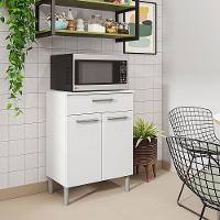 Balcão Multiuso Para Forno Microondas 2 Portas E 1 Gaveta Diamond Branco - Pallazio - 3