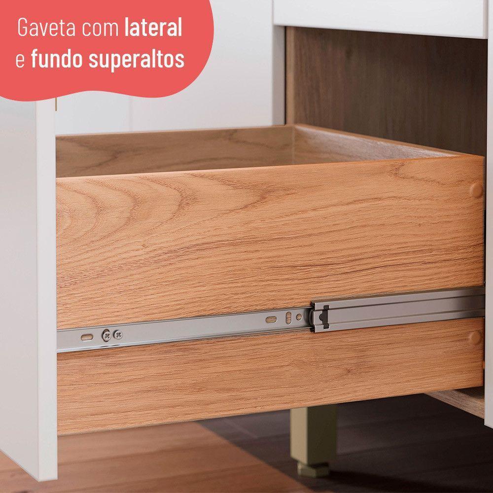 Balcão 120cm Sálvia 2 Portas 3 Gavetas Com Tampo 908103 Branco E Freijó - 4