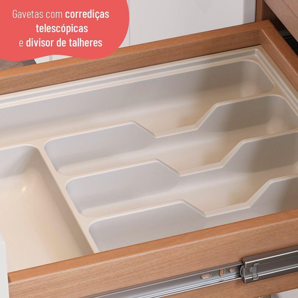 Balcão 120cm Sálvia 2 Portas 3 Gavetas Com Tampo 908103 Branco E Freijó - 5