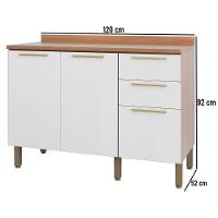 Balcão 120cm Sálvia 2 Portas 3 Gavetas Com Tampo 908103 Branco E Freijó - 10