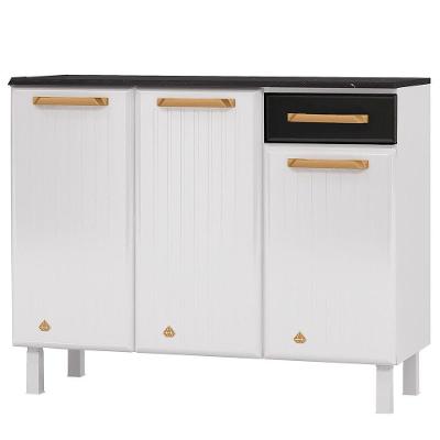 Balcão Triplo Diamante Smart 1 Gaveta Com Tampo 818134 Branco Com Preto