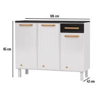 Balcão Triplo Diamante Smart 1 Gaveta Com Tampo 818134 Branco Com Preto - 6