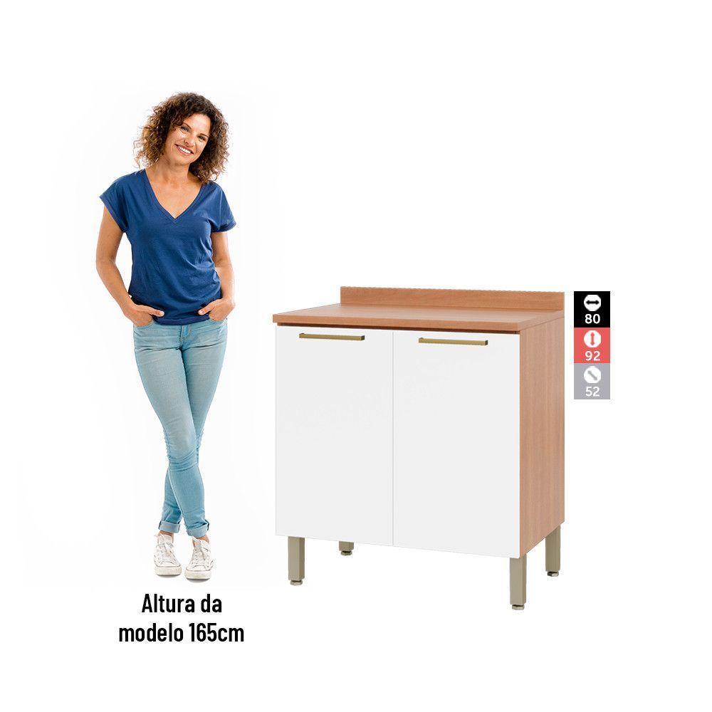 Balcão 80cm Sálvia 2 Portas Com Tampo 908101 Telasul Branco E Freijó - 3