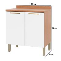 Balcão 80cm Sálvia 2 Portas Com Tampo 908101 Telasul Branco E Freijó - 9